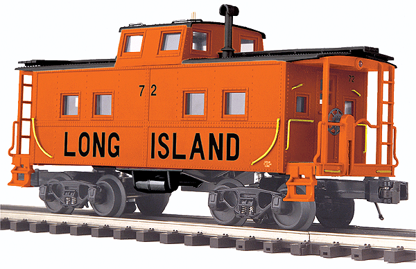 Premier Center-Cupola Steel Caboose w/Light & Brakeman - 3-Rail - Ready to Run -- Long Island (orange, gray)