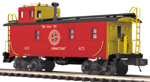 Premier Offset-Cupola Steel Caboose w/Lights - 3-Rail - Ready to Run -- Detroit, Toledo & Ironton (red, yellow, Compass Logo)