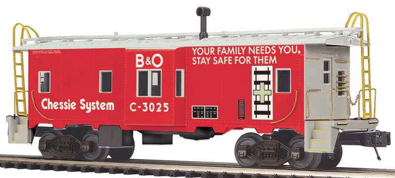 Bay Window Caboose - 3-Rail - Ready to Run - Premier -- Chessie System/B&O (red, white, Safety Scheme)
