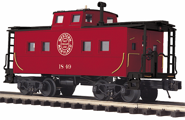 Steel Center Cupola Caboose - 3-Rail - Ready-to-Run - Premier(R) -- Western Maryland (red, black, white, Fast Freight Logo)