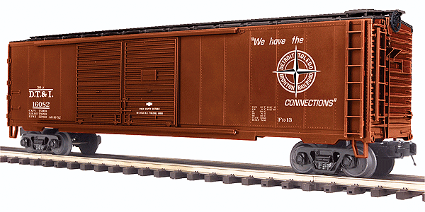 Premier 50' Double-Door Boxcar - 3-Rail - Ready to Run -- Detroit Toledo & Ironton #16082 (Boxcar Red, Compass Logo)