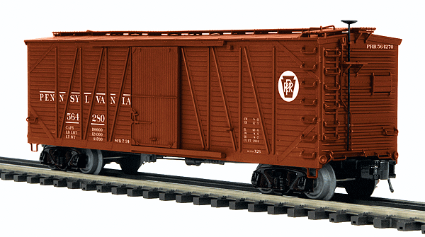 Premier USRA 40' Single-Sheathed Wood Boxcar - 3-Rail - Ready to Run -- Pennsylvania Railroad #564280 (Tuscan, Circle Keystone Logo)