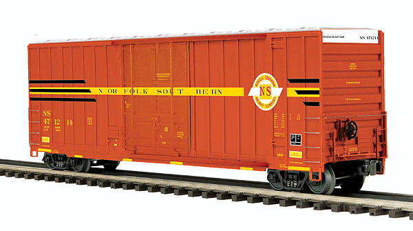 50' High Cube Boxcar - 3-Rail - Ready to Run - Premier(R) -- Norfolk Southern (Original Norfolk Southern Heritage Scheme; red, black)