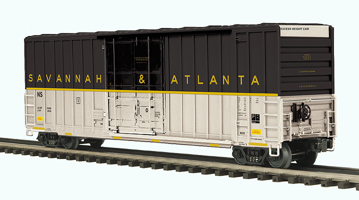 50' Hi-Cube Boxcar - 3-Rail - Ready-to-Run - Premier(R) -- Norfolk Southern (Savannah & Atlanta Heritage; black, white)