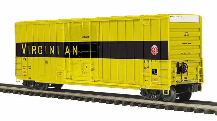 50' Hi-Cube Boxcar - 3-Rail - Ready-to-Run - Premier(R) -- Norfolk Southern (Virginian Heritage, yellow, black)