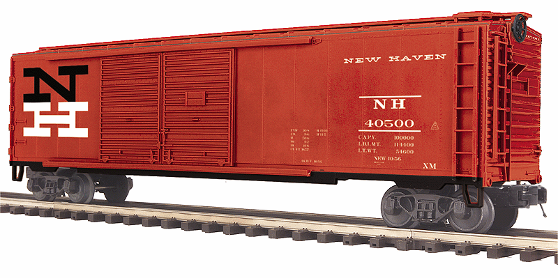 50' PS-1 Double-Door Boxcar - 3-Rail - Ready to Run - Premier(R) -- New Haven (orange, black, white, Stacked NH Logo)