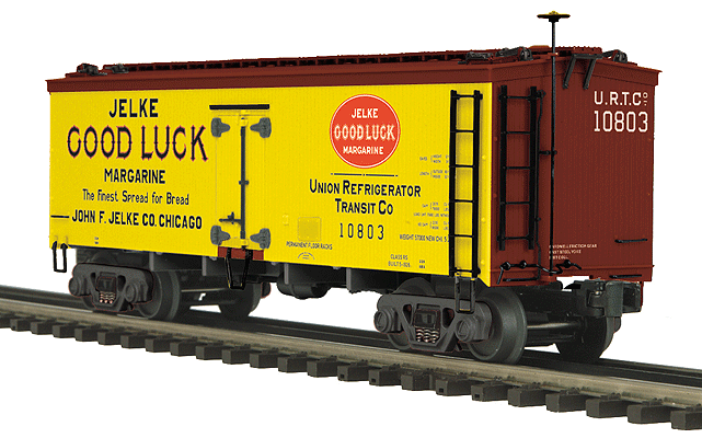 36' Wood Reefer - 3-Rail - Ready to Run - Premier(R) -- Jelke Good Luck Margarine