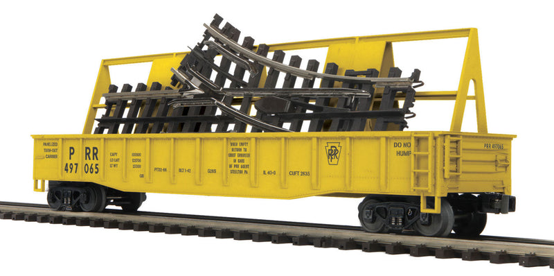 Gondola w/ScaleTrax O-31 Turnout Load - 3-Rail - Ready to Run - Premier(R) -- Pennsylvania Railroad (MOW Scheme, yellow, black)