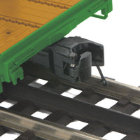 60' Flatcar w/4 ScaleTrax 10" Straight Load - 3-Rail - Ready to Run - Premi -- Burlington Northern (Cascade Green)