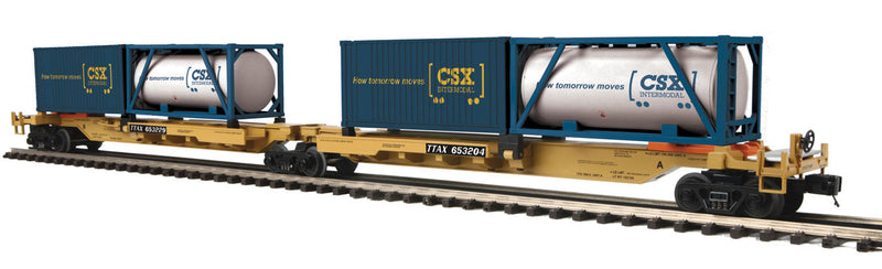 2-Unit Spine Car, Tank and 20' Container Load - 3-Rail - Ready to Run - Prem -- TTX 653204