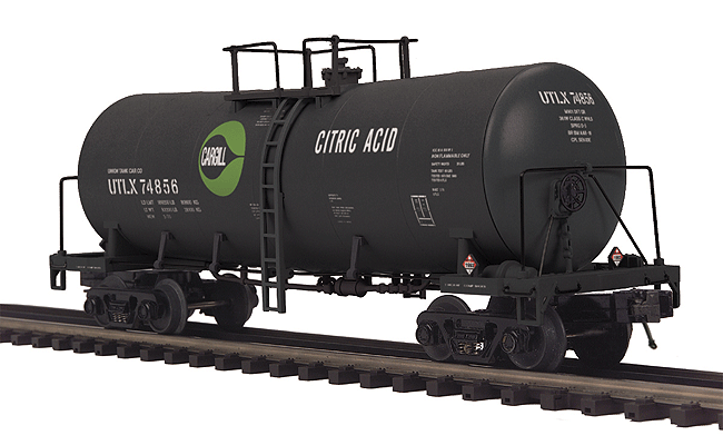 Funnel-Flow Tank Car - 3-Rail - Ready to Run - Premier(R) -- Cargill UTLX (black, green, Citric Acid Service)