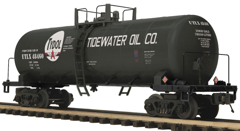 Tank Car - 3-Rail - Ready to Run - Premier(R) -- Tidewater Oil Co. UTLX (black, white, red, Tydol Logo)
