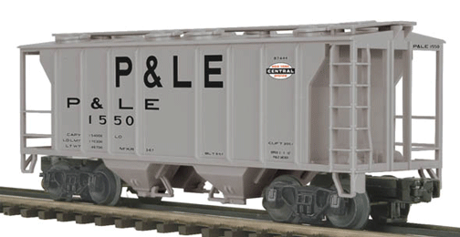 Premier PS-2 2-Bay Covered Hopper - 3-Rail - Ready to Run -- Pittsburgh & Lake Erie (gray, Large P&LE)