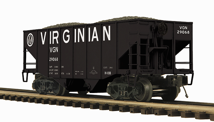 2-Bay Fishbelly Hopper - 3-Rail - Ready to Run - Premier(R) -- Virginian (black, Bilboard Lettering)