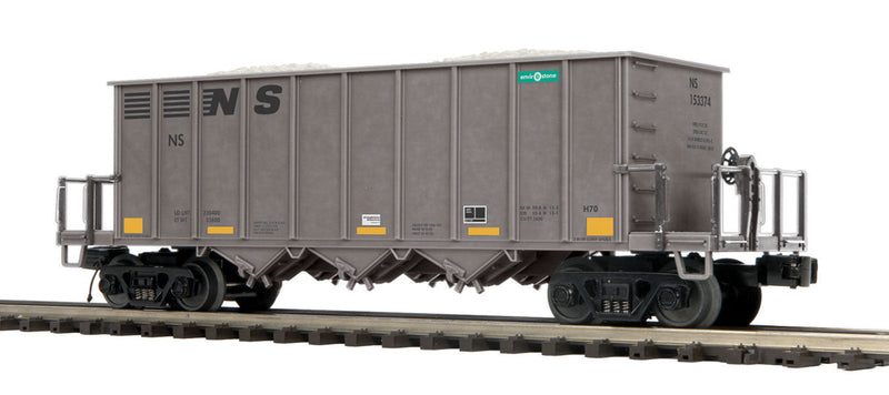 3-Bay Rapid-Discharge Hopper - 3-Rail - Ready to Run - Premier(R) -- Norfolk Southern (gray, yellow, Conspicuity Marks)
