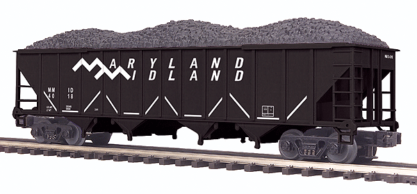 4-Bay Hopper - 3-Rail - Ready to Run - Premier -- With Coal Load, Maryland Midland (black, white)