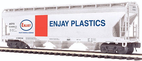 3-Bay Center-Flow Hopper - 3-Rail - Ready to Run - Premier -- Enjay Plastics (gray, red, white, blue)
