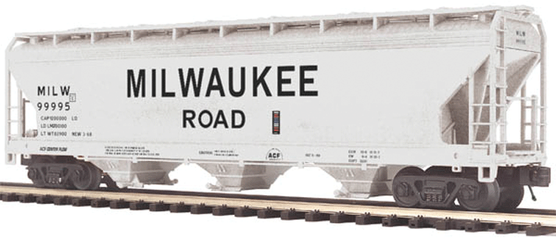 3-Bay Center-Flow Hopper - 3-Rail - Ready to Run - Premier -- Milwaukee Road (gray, black, Billboard Lettering)