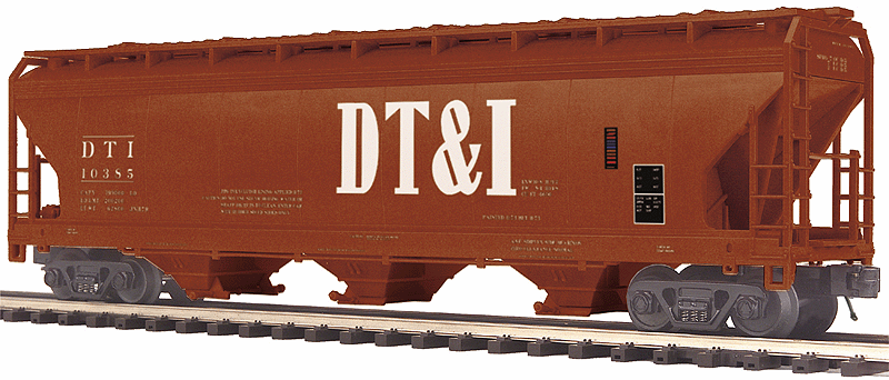 3-Bay Centerflow Covered Hopper - 3-Rail - Ready to Run - Premier(R) -- Detroit, Toledo & Ironton (Boxcar Red, white, Large DT&I)
