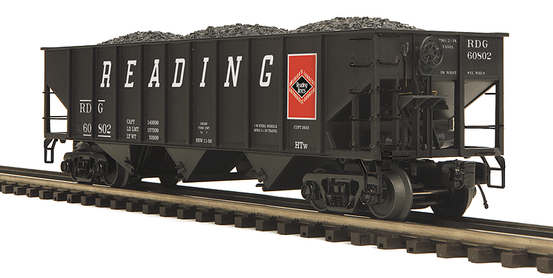 70-Ton 3-Bay Hopper w/Coal Load - 3-Rail - Ready to Run - Premier(R) -- Reading