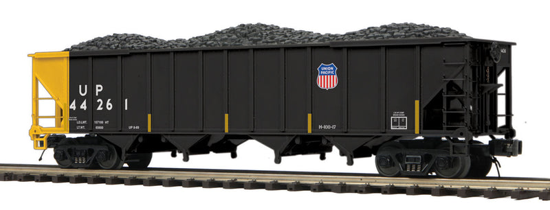 4-Bay Hopper w/Load - 3-Rail - Ready to Run - Premier(R) -- Union Pacific (black, yellow)