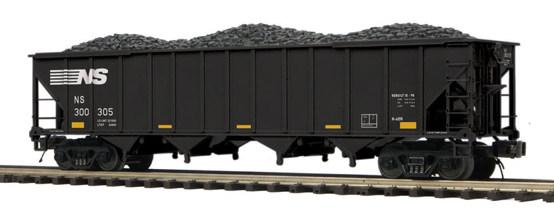 4-Bay Hopper w/Load - 3-Rail - Ready to Run - Premier(R) -- Norfolk Southern (black, yellow, Conspicuity Marks)