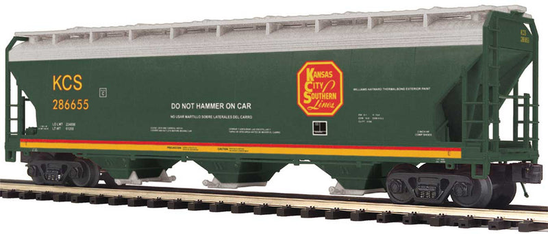 3-Bay Center-Flow Covered Hopper - 3-Rail - Ready to Run - Premier -- Kansas City Southern
