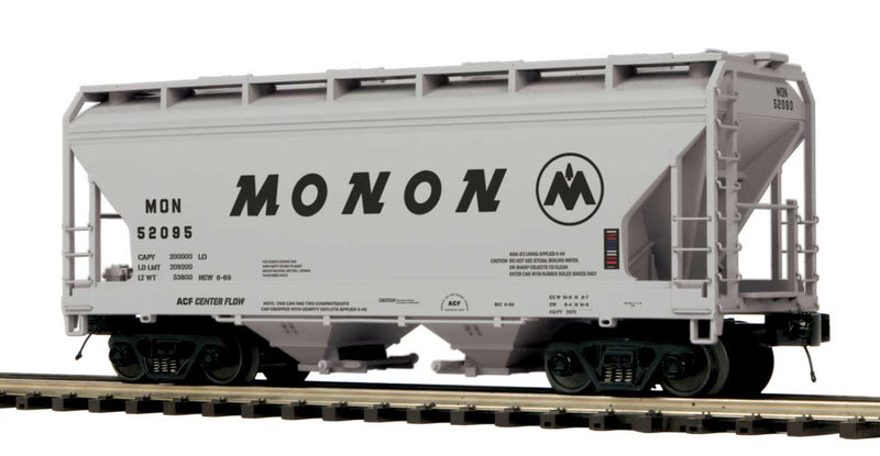 2-Bay Centerflow Covered Hopper - 3-Rail - Ready to Run - Premier -- Monon (gray)