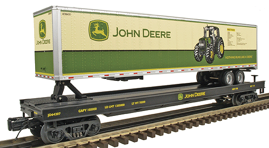 Premier Flatcar w/48' Trailer -- John Deere