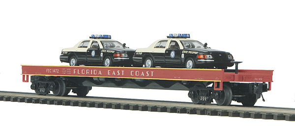 Premier Flatcar w/(2) Ford Police Cars -- Florida East Coast