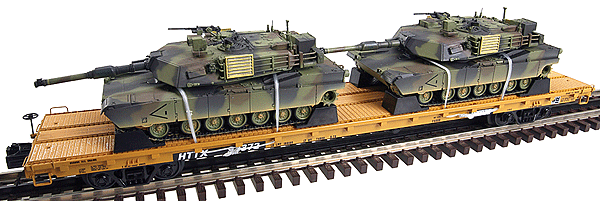 Premier 60' Flatcar -- TTX w/(2)M1A Abrams Tanks