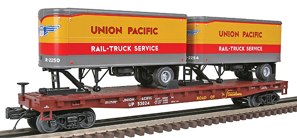 Premier Flatcar w/2 PUP Trailers -- Union Pacific