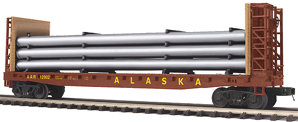 Premier Bulkhead Flatcar w/Pipe Load -- Alaska