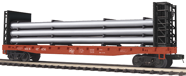 Premier Bulkhead Flatcar w/Pipe Load -- Milwaukee Road