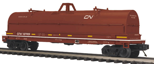 Premier Coil Car - 3-Rail - Ready to Run -- Grand Trunk Western (brown, CN Noodle Logo, GTW Reporting Marks)