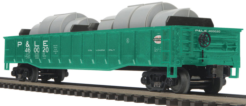 Premier Gondola - 3-Rail - Ready to Run -- With Steel Coil Load Pittsburgh & Lake Erie (Jade Green, Small NYC System Lo