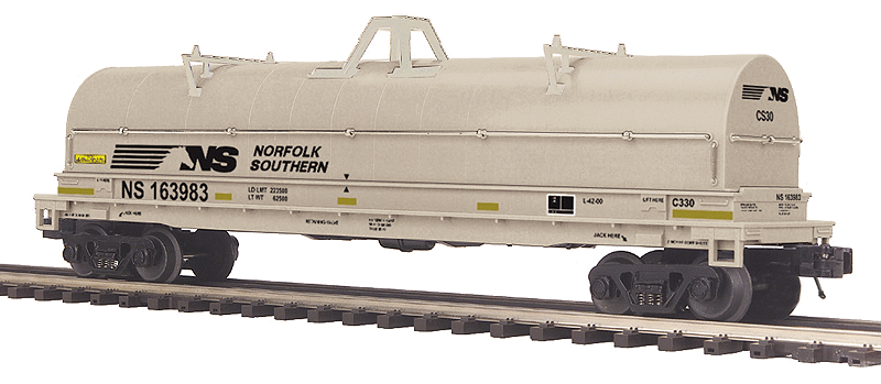 Coil Car w/Single Round Hood - 3-Rail - Ready to Run - Premier(R) -- Norfolk Southern (gray, black, Horse Head Logo)