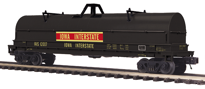 Coil Car w/Single Round Hood - 3-Rail - Ready to Run - Premier(R) -- Iowa Interstate (black, red, yellow)