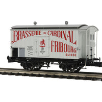 Premier European Beer Reefer w/Hi-Rail Wheels - 3-Rail - Ready to Run -- Brasserie du Cardinal (white, red)