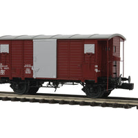 Premier European Gedeckter G Wood Boxcar w/Hi-Rail Wheels - Ready to Run -- Swiss Federal Railways SBB-CFF (brown, gray)