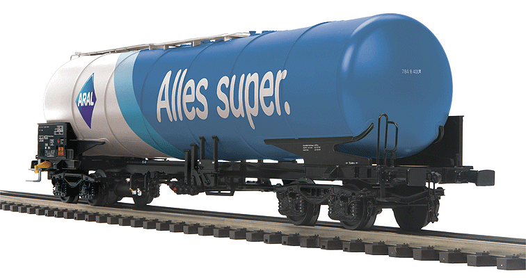 Modern European Tank Car/Kesselwagen - 3-Rail Hi-Rail Wheels - Ready to Run -- ARAL-1