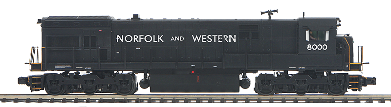 GE U30C w/Proto-Sound 3.0 - 3-Rail w/Scale Wheels - Premier(R) -- Norfolk & Western (black, white, Spelled-Out Roadname)