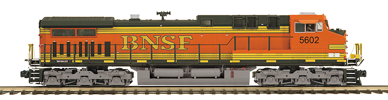 GE AC4400CW w/Proto-Sound 3.0 - 3-Rail w/Scale Wheels - Premier(R) -- Burlington Northern Santa Fe (H2, orange, green, yellow, Large Yellow BNSF)
