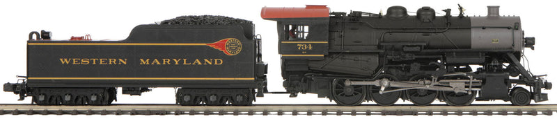 Class H-9 2-8-0 Consolidation - 3-Rail w/Proto-Sound 3.0 & Scale Wheels - Prem -- Western Maryland #734 (black, graphite, Fireball Logo)