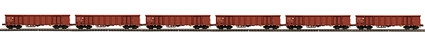 European Modern Gondola 6-Pack w/Scale Wheels - 2-Rail - Ready to Run - Premie -- German Federal Railway DB (Boxcar Red)