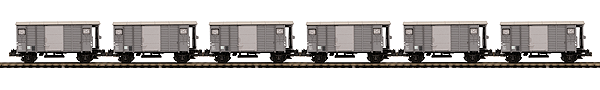 Gedeckter Wood Boxcar 6-Pack w/Scale Wheels - 2-Rail - Ready to Run - Premier -- Swiss Federal Railways SBB-CFF (2-Tone Gray)