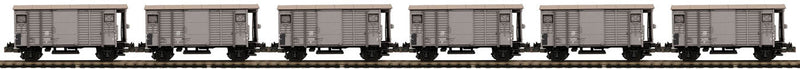 Gedeckter Wood Boxcar 6-Pack w/Scale Wheels - 2-Rail - Ready to Run - Premier -- Swiss Federal Railways SBB-CFF (gray)