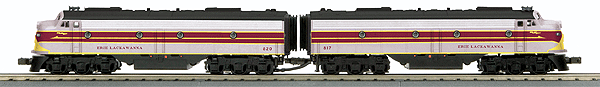 RailKing(R) Scale EMD E8 A-A Set w/Proto-Sound 2.0 - 3-Rail -- Erie Lackawanna #817 & 820 (gray, maroon, yellow)