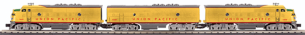 RailKing(R) Scale Diesel EMD F3 A-B-A Set w/Proto-Sound 2.0 & Smoke - 3-Rail -- Union Pacific #1441, 8481, 1400 (Armour Yellow, gray)