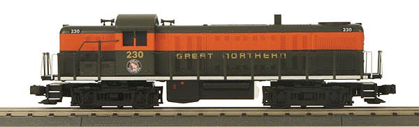 Alco RS3 w/Proto-Sound 3.0 - 3-Rail - Ready to Run - RailKing -- Great Northern #230 (orange, green)